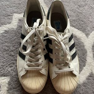 Adidas Originals Superstar Mens Size 10 Used Off White Sneakers Shoes
